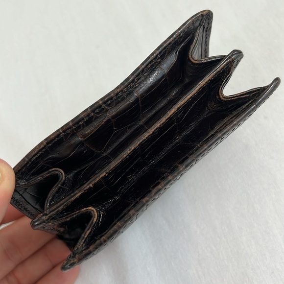 Vintage Brighton Wallet Croc Embossed Leather, Brown Envelope Style - Picture 8 of 15